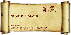 Mihain Patrik névjegykártya